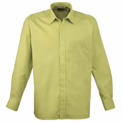 Premier Mens Long Sleeve Formal Plain Work Poplin Shirt - 22, Lime