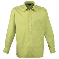 Premier Mens Long Sleeve Formal Plain Work Poplin Shirt - 22, Lime