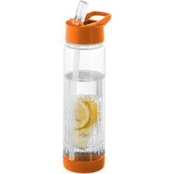 Bullet Tutti Frutti Bottle With Infuser - 25.9 x 7.1 cm, Transparent/Orange