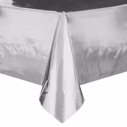 Unique Party Rectangular Foil Plastic Table Cover - 1.37x2.74m, Silver