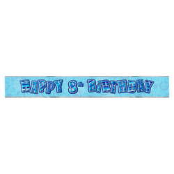 Unique Party Childrens Happy Birthday Glitz Foil Banner - 7th, Blue