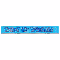 Unique Party Childrens Happy Birthday Glitz Foil Banner - 7th, Blue