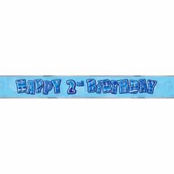 Unique Party Childrens Happy Birthday Glitz Foil Banner - 7th, Blue