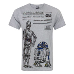 Star Wars Mens C-3PO And R2-D2 T-Shirt - XS, Grey