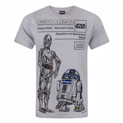 Star Wars Mens C-3PO And R2-D2 T-Shirt - S, Grey