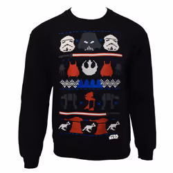 Star Wars Mens Dark Side Fair Isle Christmas Sweater - S, Blue