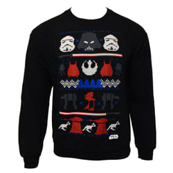 Star Wars Mens Dark Side Fair Isle Christmas Sweater - S, Blue