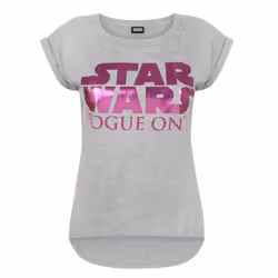 Star Wars Womens/Ladies Rogue One Dipped Hem T-Shirt - 2XL, Grey/Pink