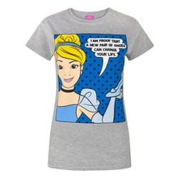 Disney Womens/Ladies Princess Cinderella New Shoes T-Shirt - XL, Grey