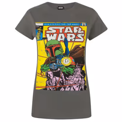 Star Wars Womens/Ladies Boba Fett Comic T-Shirt - 2XL, Charcoal