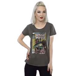 Star Wars Womens/Ladies Boba Fett Comic T-Shirt - 2XL, Charcoal