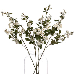 Hill Interiors Faux Wild Meadow Rose - One Size, White/Green