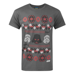 Star Wars Mens Darth Vader Fair Isle Christmas T-Shirt - 2XL, Charcoal