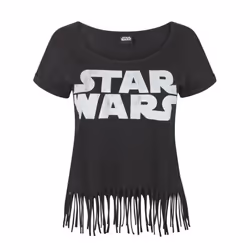 Star Wars Womens/Ladies Logo Fringe Top - S, Black