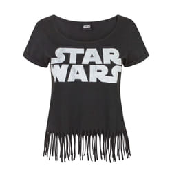 Star Wars Womens/Ladies Logo Fringe Top - S, Black