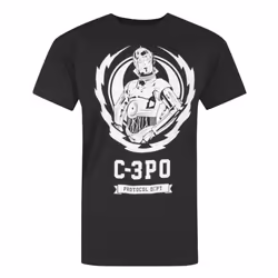 Star Wars Official Mens C-3PO Lightning Crest T-Shirt - M, Black