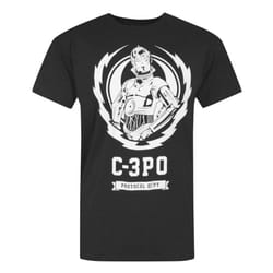 Star Wars Official Mens C-3PO Lightning Crest T-Shirt - M, Black