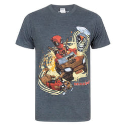 Marvel Deadpool Mens 4x4 T-Shirt - L, Charcoal