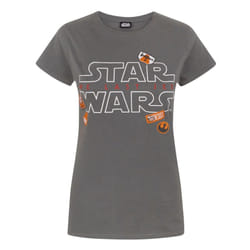 Star Wars Womens/Ladies The Last Jedi Badges T-Shirt - X-Large, Charcoal