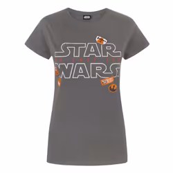 Star Wars Womens/Ladies The Last Jedi Badges T-Shirt - XX-Large, Charcoal