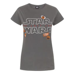 Star Wars Womens/Ladies The Last Jedi Badges T-Shirt - XX-Large, Charcoal
