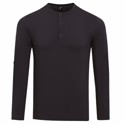 Premier Mens Long John Roll Sleeve Tee - XS, Black