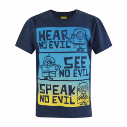 Minions Official Childrens/Kids No Evil T-Shirt - 9-11 Years, Blue
