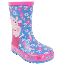 Peppa Pig Official Girls Flower Character Wellies - 4 UK Child, Blue/Pink