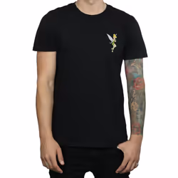 Disney Mens Tinkerbell Chest T-Shirt - S, Black