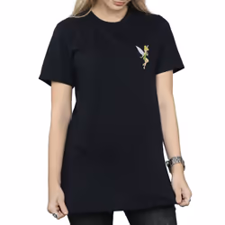 Disney Womens/Ladies Tinkerbell Chest Cotton Boyfriend T-Shirt - S, Black