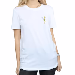 Disney Womens/Ladies Tinkerbell Chest Cotton Boyfriend T-Shirt - L, White
