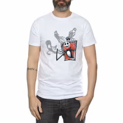 Disney Mens Nightmare Before Christmas Ghosts Of Jack T-Shirt - L, White