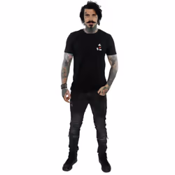 Disney Mens Mickey Mouse Kickin Retro Chest T-Shirt - S, Black