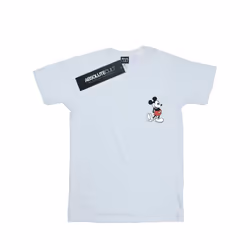 Disney Mens Mickey Mouse Kickin Retro Chest T-Shirt - XXL, White