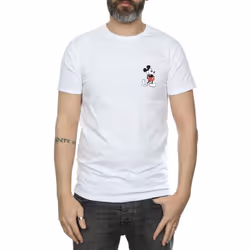 Disney Mens Mickey Mouse Kickin Retro Chest T-Shirt - XXL, White