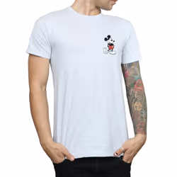 Disney Mens Mickey Mouse Kickin Retro Chest T-Shirt - S, Sports Grey