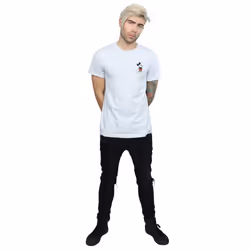 Disney Mens Mickey Mouse Kickin Retro Chest T-Shirt - S, Sports Grey