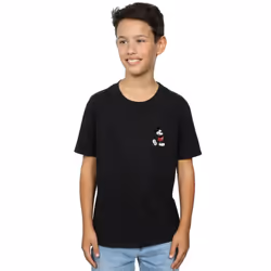 Disney Boys Mickey Mouse Kickin Retro Chest T-Shirt - 12-13 Years, Black