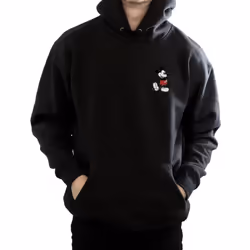 Disney Mens Mickey Mouse Kickin Retro Chest Hoodie - S, Black
