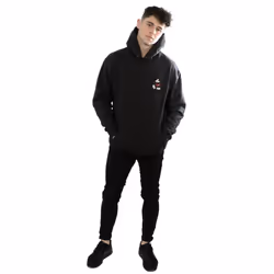 Disney Mens Mickey Mouse Kickin Retro Chest Hoodie - S, Black