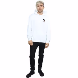 Disney Mens Mickey Mouse Kickin Retro Chest Hoodie - S, White