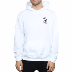 Disney Mens Mickey Mouse Kickin Retro Chest Hoodie - M, White