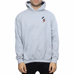 Disney Mens Mickey Mouse Kickin Retro Chest Hoodie - S, Sports Grey