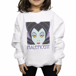 Disney Girls Maleficent Cropped Head Sweatshirt - 7-8 Years, White
