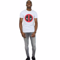 Marvel Mens Deadpool Large Clean Logo T-Shirt - XXL, White