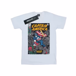 Marvel Boys Captain America Album Issue Cover T-Shirt - 7-8 Years, White
