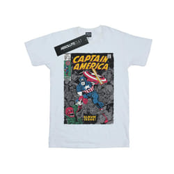 Marvel Boys Captain America Album Issue Cover T-Shirt - 7-8 Years, White