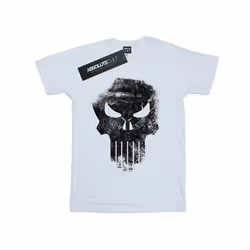 Marvel Mens The Punisher Distrressed Skull T-Shirt - M, White