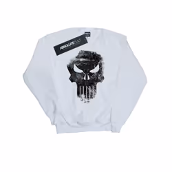 Marvel Mens The Punisher Distrressed Skull Sweatshirt - L, White