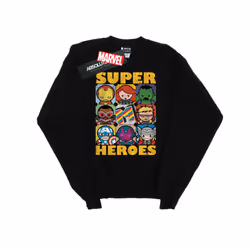 Marvel Mens Kawaii Super Heroes Sweatshirt - S, Black